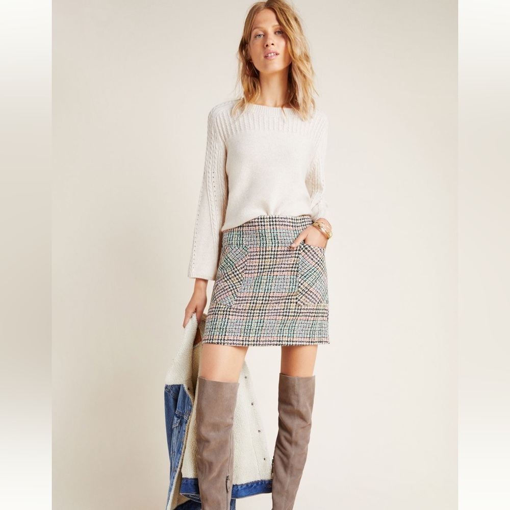 Anthropologie Bijou Plaid Knit Mini Skirt!